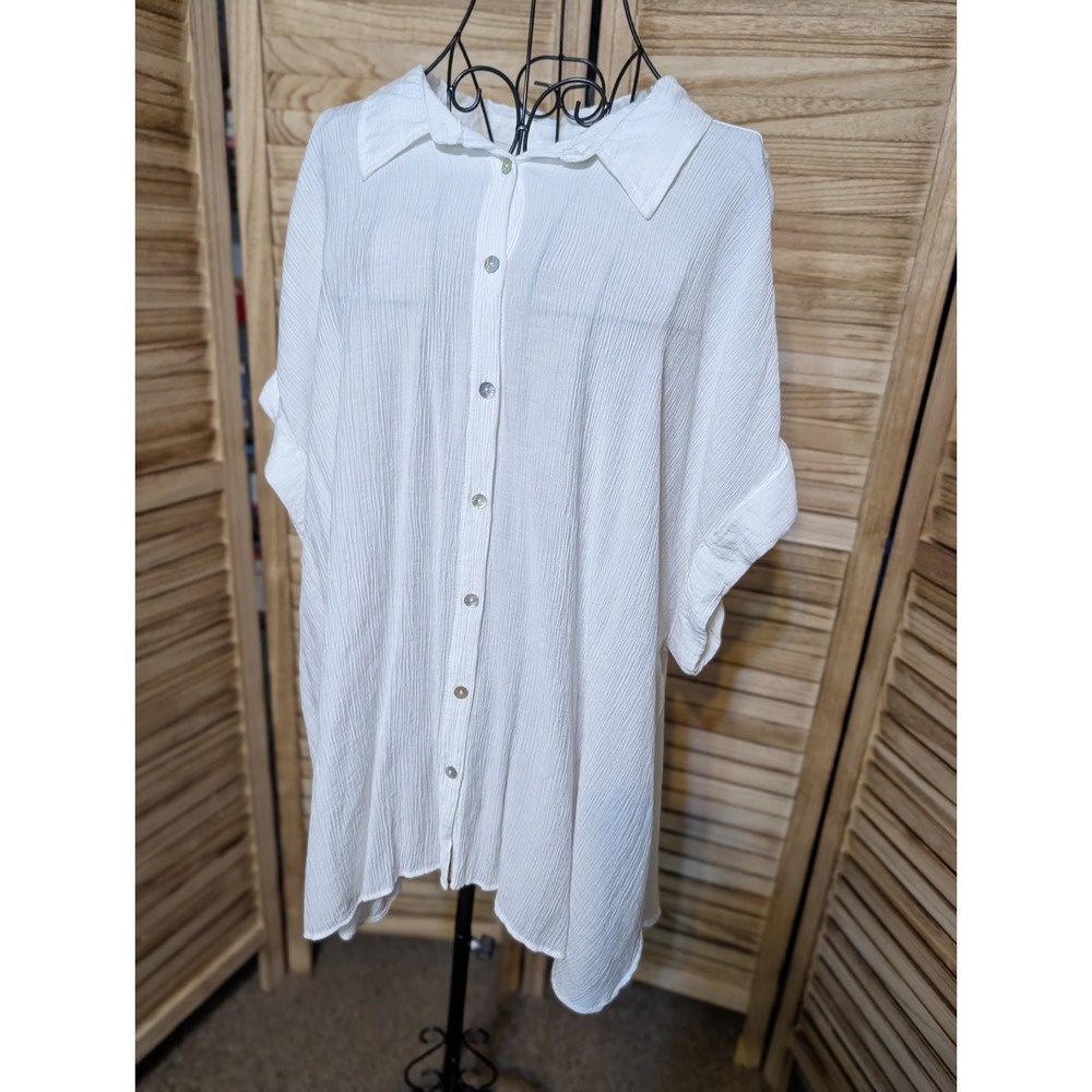 JANE AND DELANCEY Womens White Tunic Blouse Top Shirt Coverup Plus Size 3X